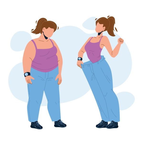 loose-weight-woman-before-and-after-look-vector
